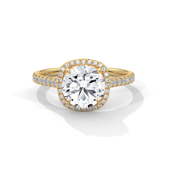 Sustainable 2ct Lab Grown Diamond Halo Ring in 10K, 14K or 18K Yellow/White/Rose Gold yellow gold video