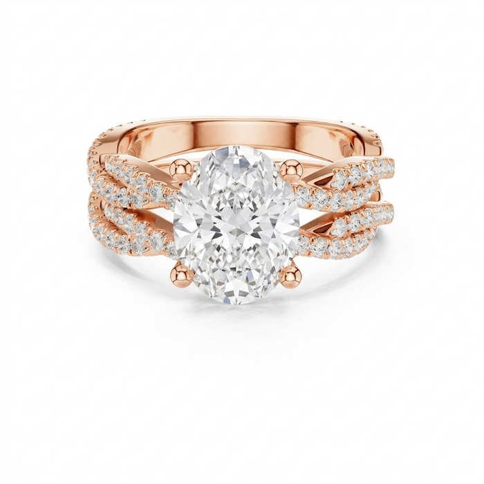 Oval Lab Grown Diamond Split-Shank Engagement Ring rose gold video