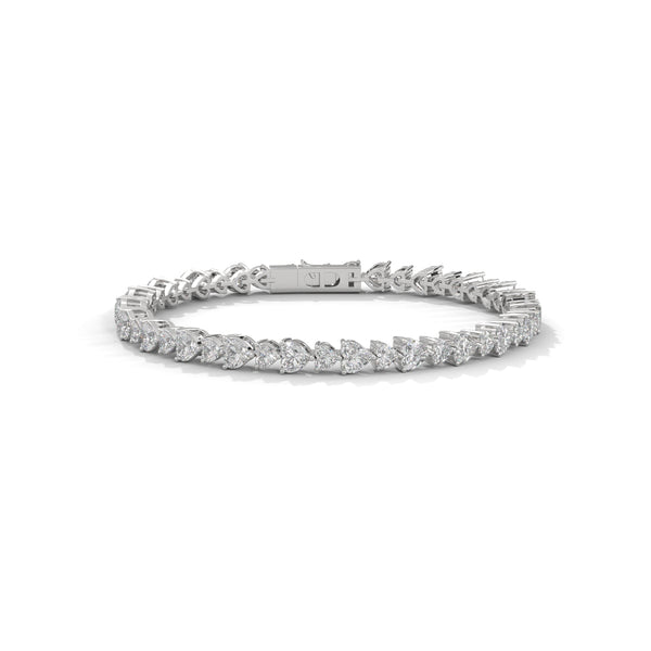 10K White Gold Lab Grown Diamond Heart Link Bracelet | 11 Carat Total Weight