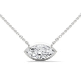10K White Gold Marquise Lab Grown Diamond Bezel Solitaire Pendant | 0.85 Carat Total Weight