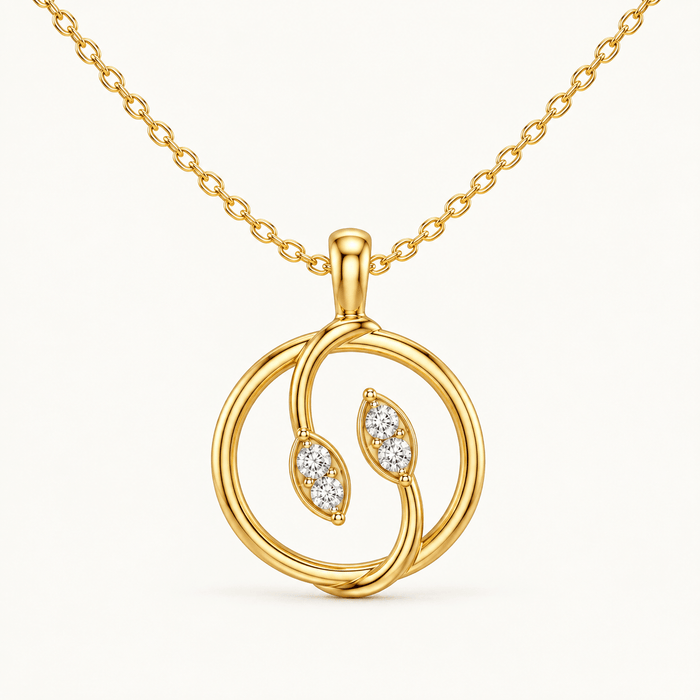 Open Circle Swirl Diamond Pendant yellow gold video