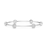 Pavé Diamond Bead Station Bangle Bracelet