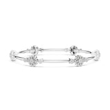 Floral Diamond Cluster Station Bangle Bracelet