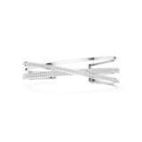 Crossover Channel Set Princess & Pavé Diamond Open Cuff Bracelet