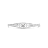 Round Halo Split Pavé Diamond Hinged Bangle Bracelet