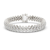 Three Row Lattice Diamond Tennis Bracelet