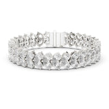 Double Pear Leaf Diamond Tennis Bracelet