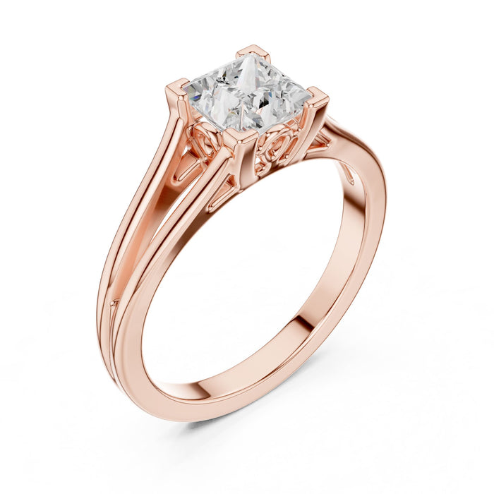 Princess Lab Grown Diamond Cathedral Engagement Ring rose gold video