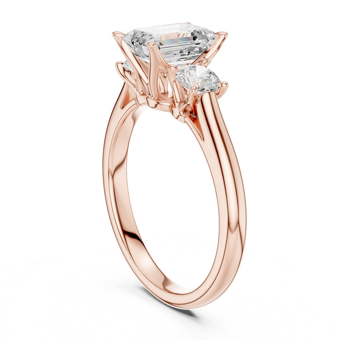 Emerald Lab Grown Diamond Three-Stone Engagement Ring yellow gold video