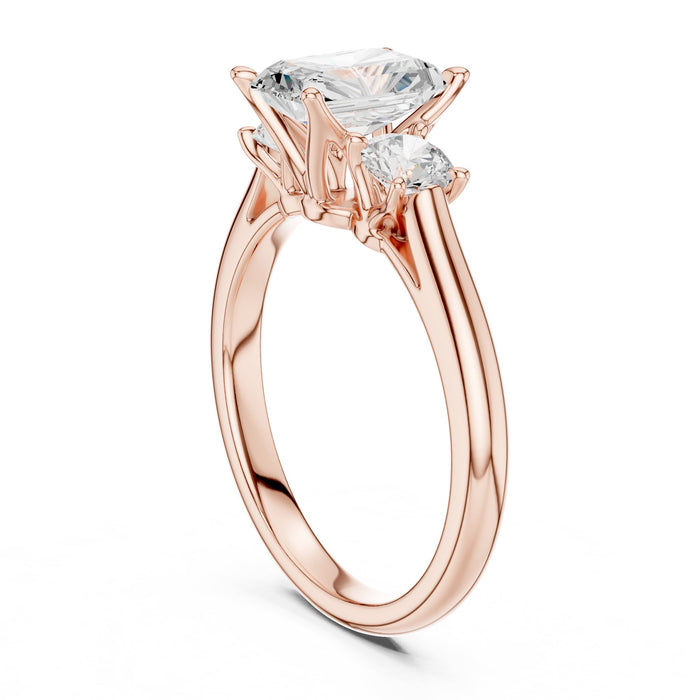 Emerald Lab Grown Diamond Three-Stone Engagement Ring yellow gold video