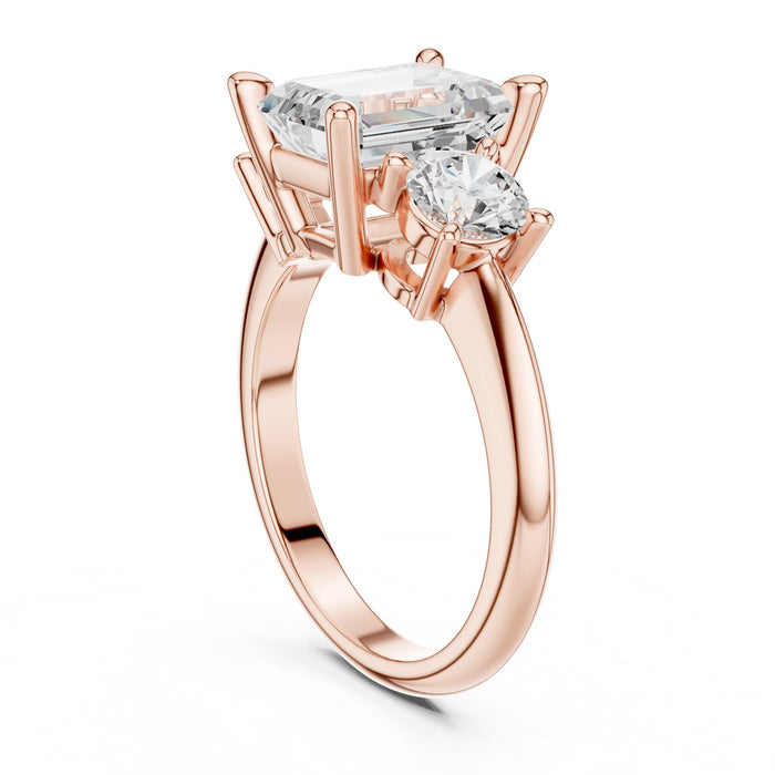 Emerald Lab Grown Diamond Three-Stone Engagement Ring rose gold video