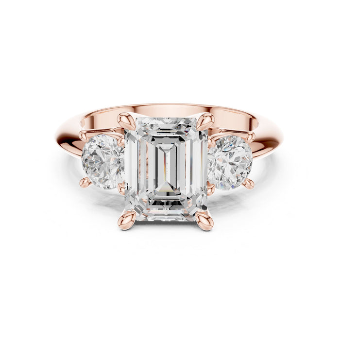 Emerald Lab Grown Diamond Three-Stone Engagement Ring yellow gold video