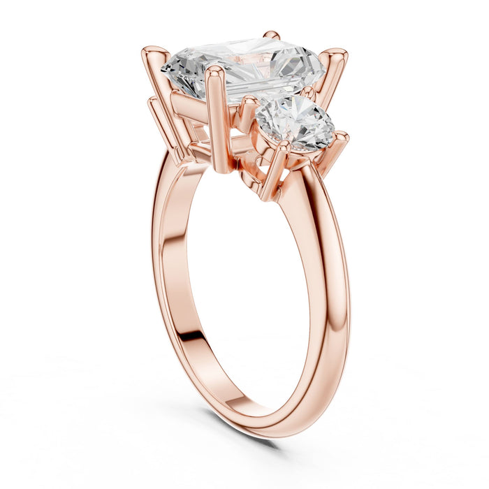 Emerald Lab Grown Diamond Three-Stone Engagement Ring yellow gold video