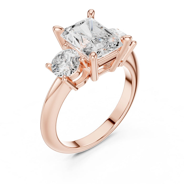 Emerald Lab Grown Diamond Three-Stone Engagement Ring rose gold video