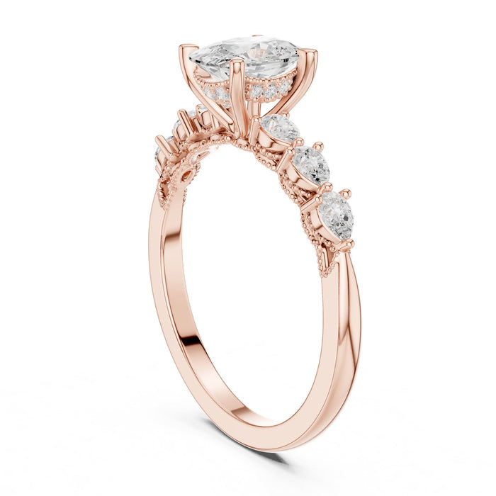 Oval Lab Grown Diamond Side-Stone Engagement Ring yellow gold video