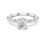 Oval Lab Grown Diamond Side-Stone Engagement Ring