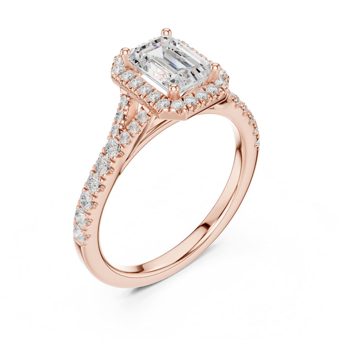 Emerald Lab Grown Diamond Halo Engagement Ring rose gold video