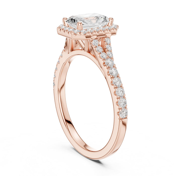 Emerald Lab Grown Diamond Halo Engagement Ring yellow gold video