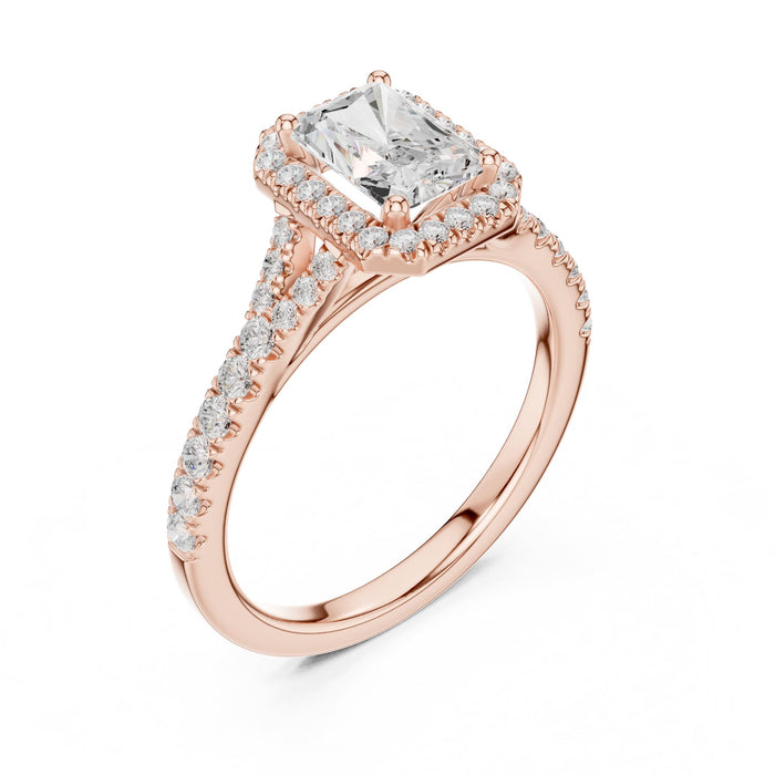 Emerald Lab Grown Diamond Halo Engagement Ring rose gold video