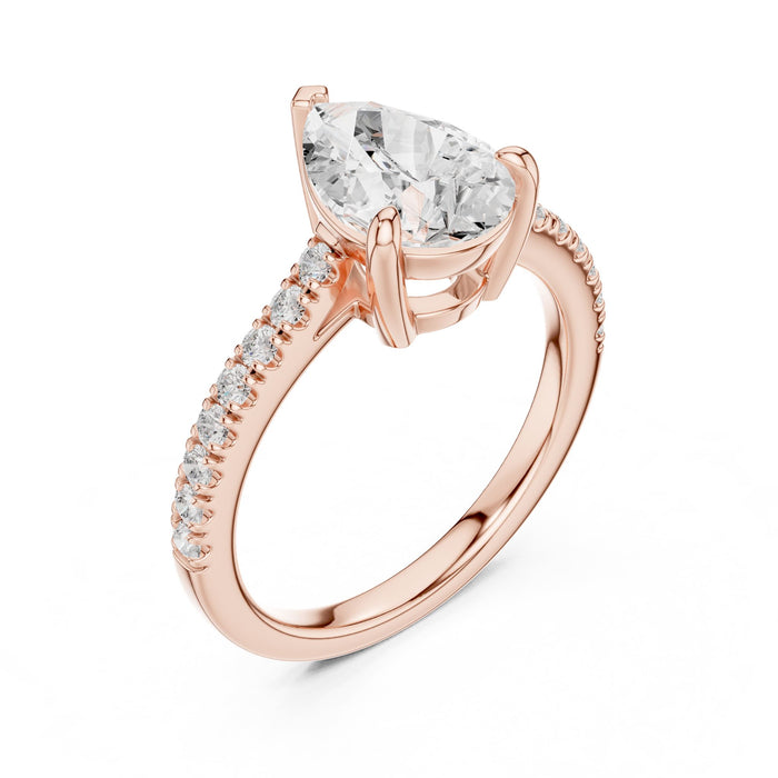 Pear Lab Grown Diamond Side-Stone Engagement Ring rose gold video