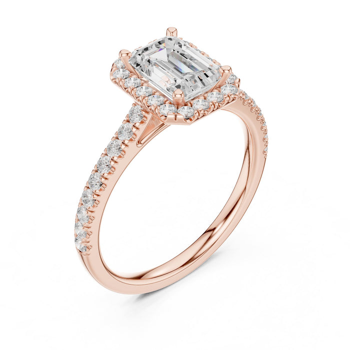 Emerald Lab Grown Diamond Halo Engagement Ring rose gold video