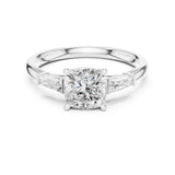 Cushion Lab Grown Diamond Three-Stone Engagement Ring
