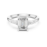 Emerald Lab Grown Diamond Three-Stone Engagement Ring