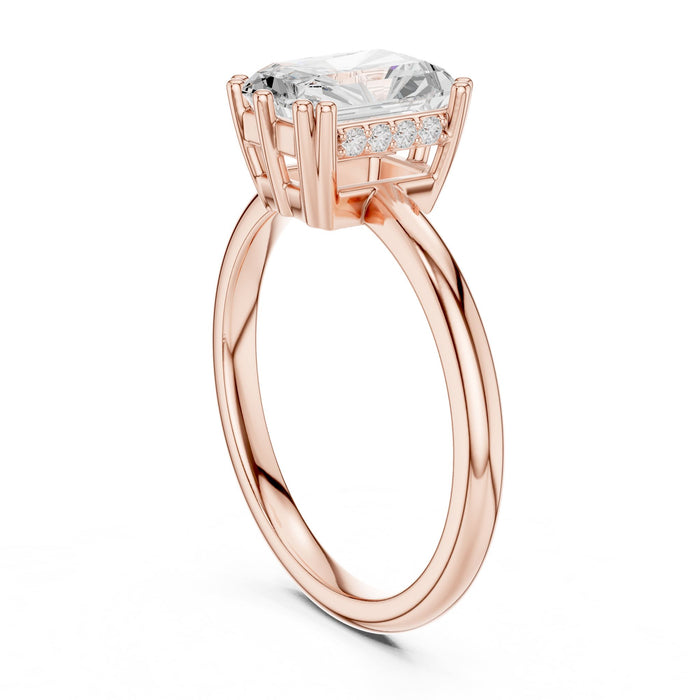 Radiant Lab Grown Diamond Side-Stone Engagement Ring yellow gold video