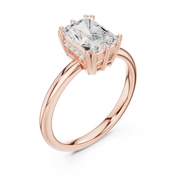 Radiant Lab Grown Diamond Side-Stone Engagement Ring rose gold video