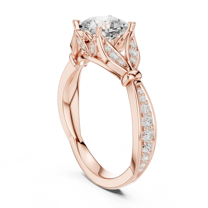 Round Lab Grown Diamond Side-Stone Engagement Ring yellow gold video