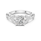 Round Lab Grown Diamond Side-Stone Engagement Ring
