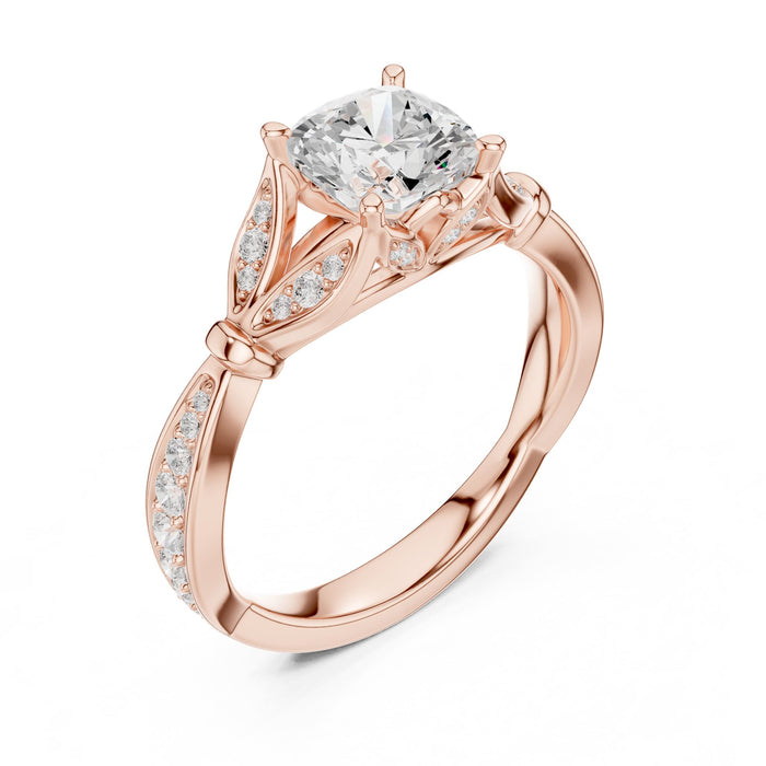 Round Lab Grown Diamond Side-Stone Engagement Ring rose gold video