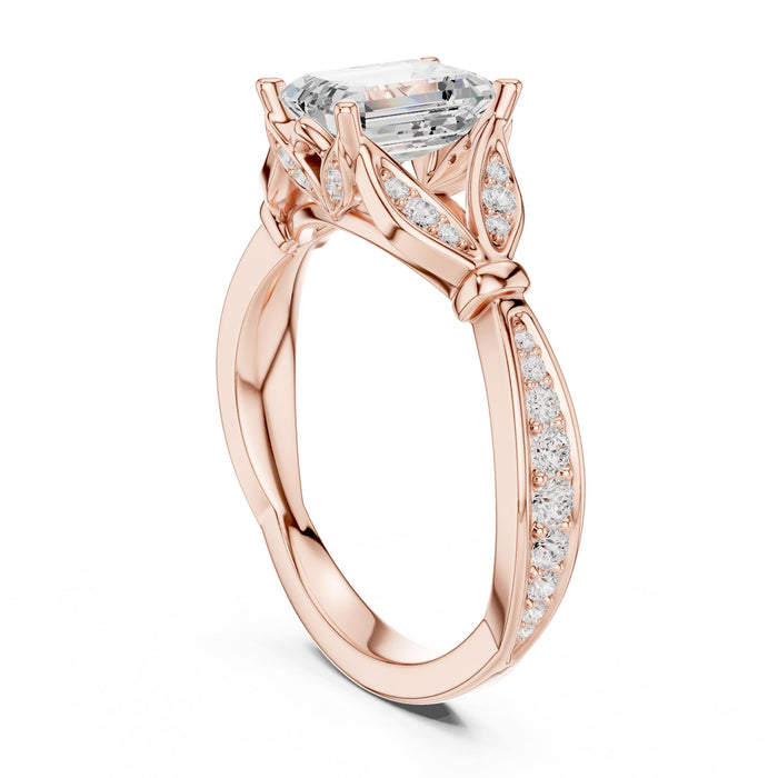 Emerald Lab Grown Diamond Side-Stone Engagement Ring yellow gold video