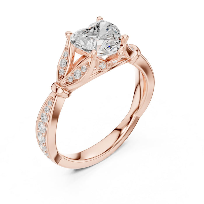 Heart Lab Grown Diamond Side-Stone Engagement Ring rose gold video