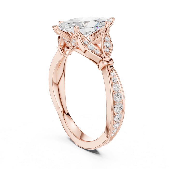 Marquise Lab Grown Diamond Side-Stone Engagement Ring yellow gold video