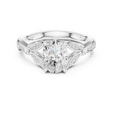 Oval Lab Grown Diamond Side-Stone Engagement Ring