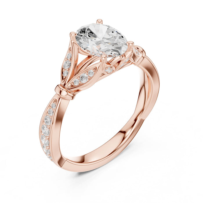 Oval Lab Grown Diamond Side-Stone Engagement Ring rose gold video