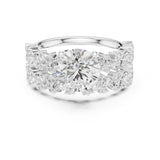 Round Lab Grown Diamond Side-Stone Engagement Ring