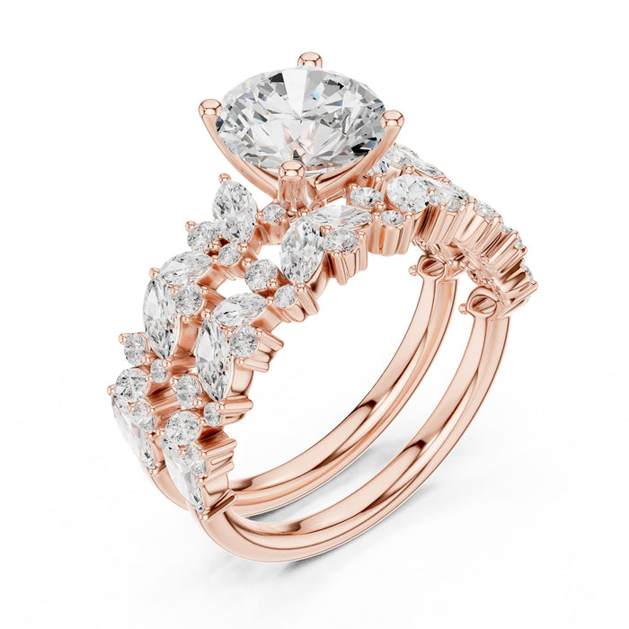 Round Lab Grown Diamond Side-Stone Engagement Ring rose gold video