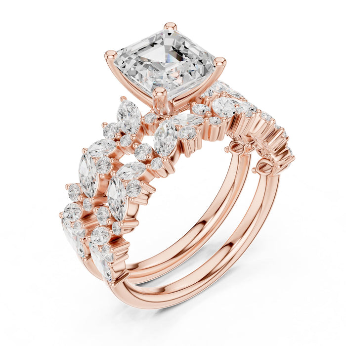 Cushion Lab Grown Diamond Side-Stone Engagement Ring rose gold video