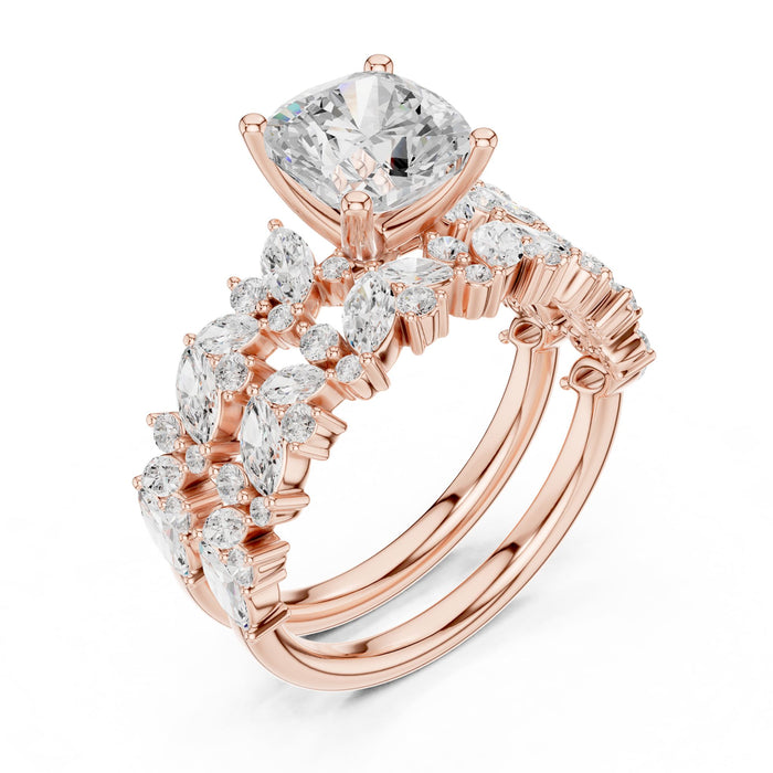 Cushion Lab Grown Diamond Side-Stone Engagement Ring rose gold video