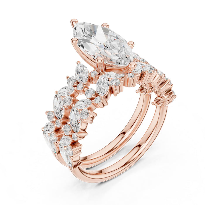 Marquise Lab Grown Diamond Side-Stone Engagement Ring rose gold video