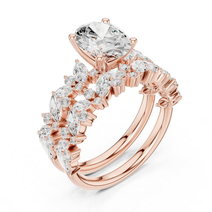 Oval Lab Grown Diamond Side-Stone Engagement Ring rose gold video