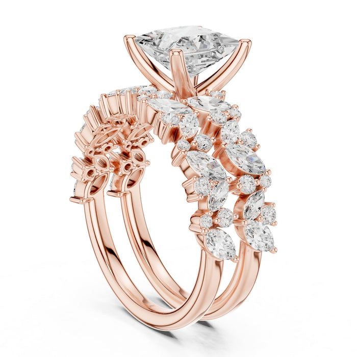 Princess Lab Grown Diamond Side-Stone Engagement Ring yellow gold video