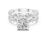 Cushion Lab Grown Diamond Side-Stone Engagement Ring