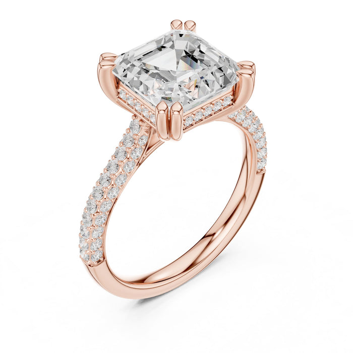 Emerald Lab Grown Diamond Pave Engagement Ring rose gold video