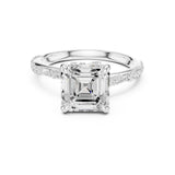 Asscher Lab Grown Diamond Side-Stone Engagement Ring