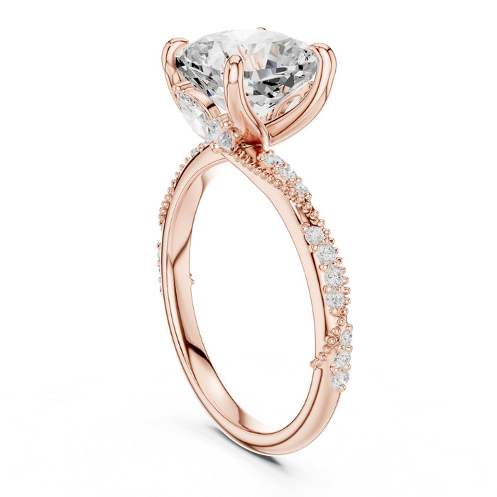 Cushion Lab Grown Diamond Side-Stone Engagement Ring rose gold video