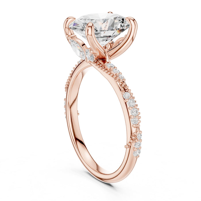 Oval  Lab Grown Diamond Side-Stone Engagement Ring yellow gold video