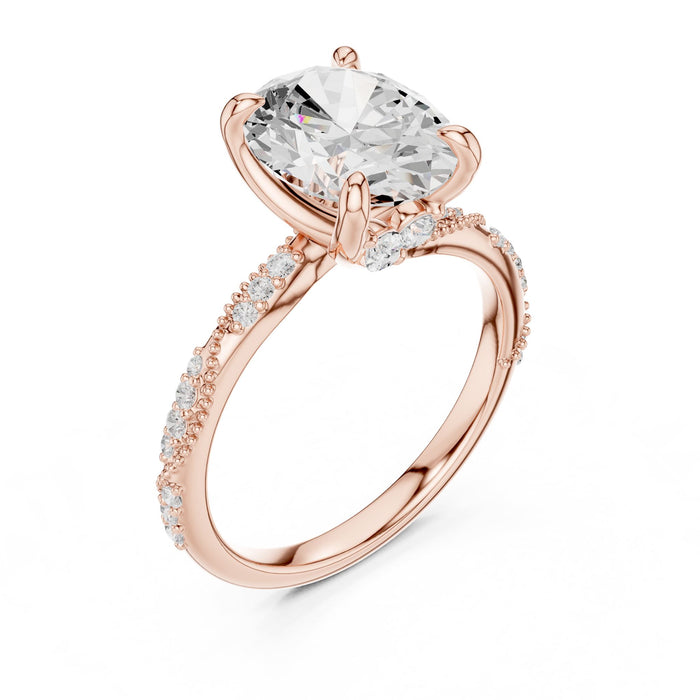 Oval  Lab Grown Diamond Side-Stone Engagement Ring rose gold video